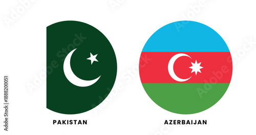 Pakistan & Azerbaijan Round Flag, Pakistan and Azerbaijan friendship diplomatic relations