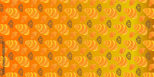 Seamless pattern of french croissant, Fresh pastries and coquette decorations, for menu, cafe, bakery, packaging Coquette vector background of sweet food