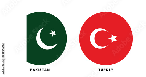 Pakistan & Turkey Round Flag, Pakistan and Turkey friendship diplomatic relations