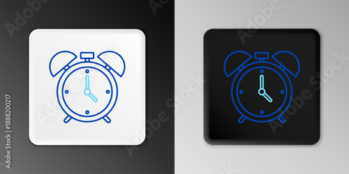 Line Alarm clock icon isolated on grey background. Wake up, get up concept. Time sign. Colorful outline concept. Vector