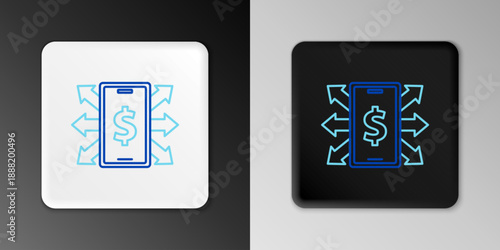 Line Smartphone with dollar symbol icon isolated on grey background. Online shopping concept. Financial mobile phone icon. Online payment. Colorful outline concept. Vector