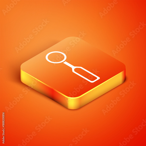Isometric Dental inspection mirror icon isolated on orange background. Tool dental checkup. Vector