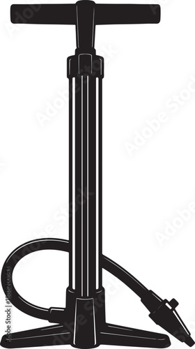 Black Floor Pump with T- Shaped Handle and Gauge also transparent background t-shaped handle bicycle pump