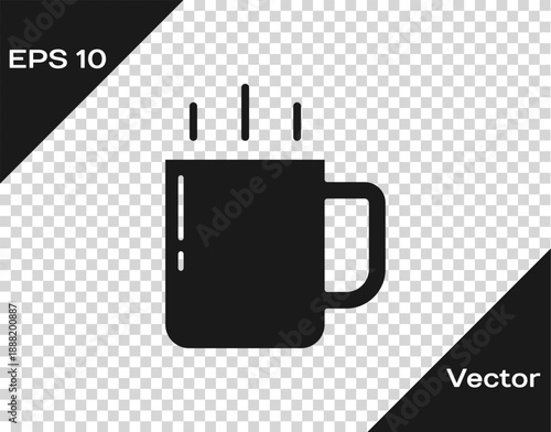 Black Coffee cup icon isolated on transparent background. Tea cup. Hot drink coffee. Vector