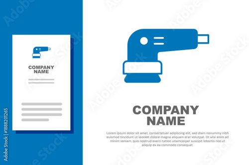 Blue Electric sander icon isolated on white background. Orbital sander. For floor and wooden planks sanding sandpaper. Logo design template element. Vector