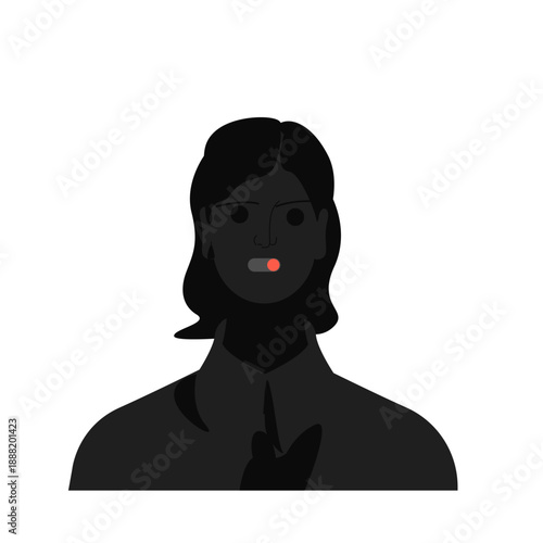 Information hygiene concept. Portrait of a woman with mute control.