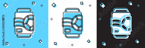 Set Beer can icon isolated on blue and white, black background. Vector