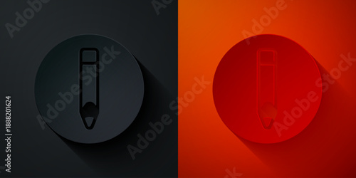 Paper cut Pencil icon isolated on black and red background. Drawing and educational tools. School office symbol. Paper art style. Vector