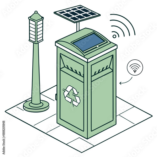 Smart solar-powered recycling bin with Wi-Fi connectivity for urban waste management