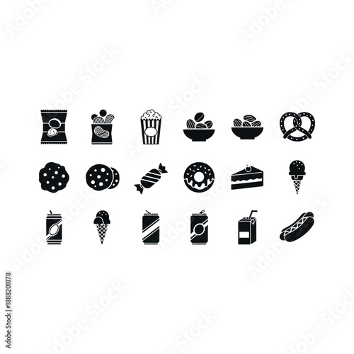 Various food icons are displayed on a white background for illustration purposes.