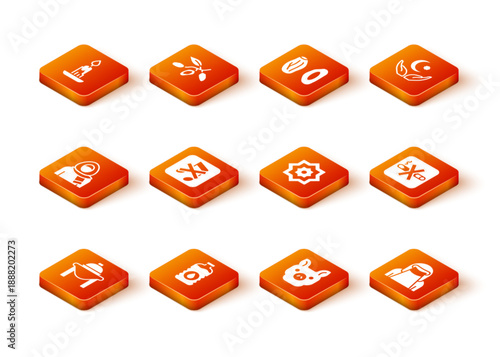 Set Table food, Bottle of water, Muslim woman in hijab, Speaker mute, Pig, Octagonal star, niqab and No Smoking icon. Vector