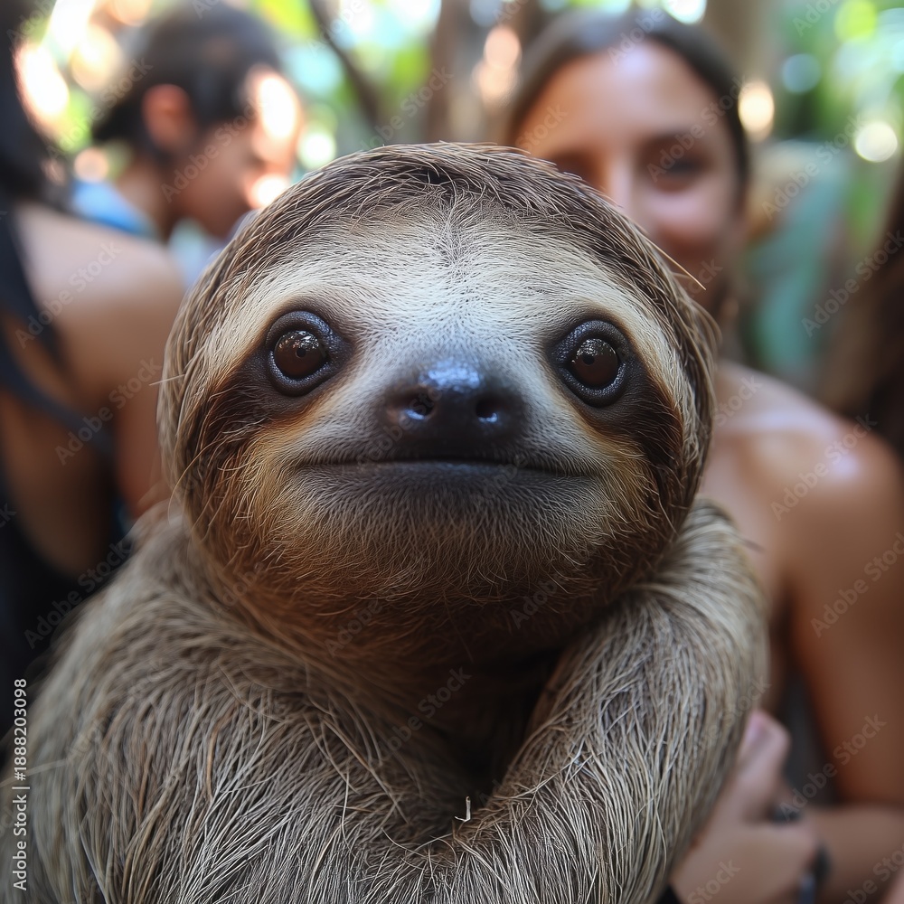 Fototapeta premium A sloth among people
