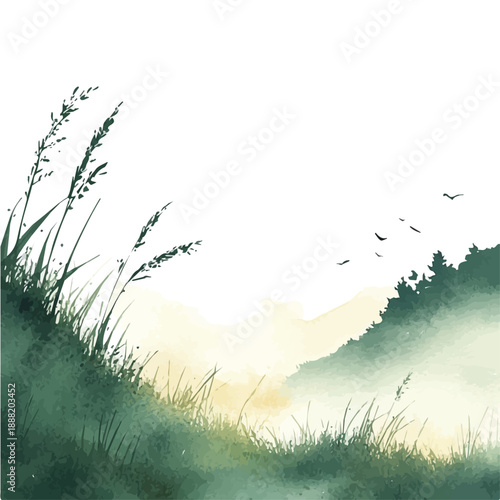 Sunlit Meadow, playful watercolor vector depicting lively antics and expressive gestures, isolated on a white background.