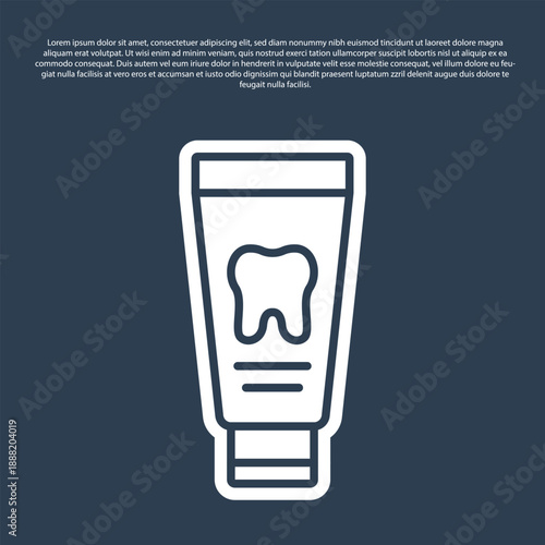 Blue line Tube of toothpaste icon isolated on blue background. Vector