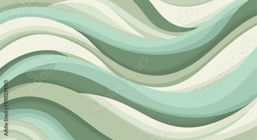 Elegant abstract pattern with organic wavy shapes in soft green tones
