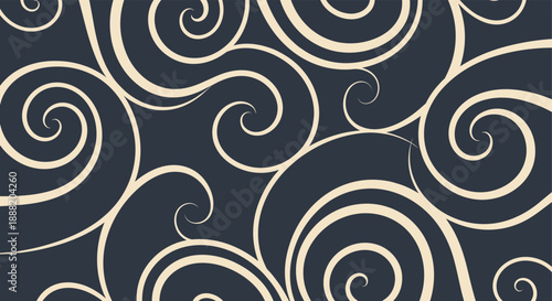 Elegant seamless swirl pattern in navy and cream