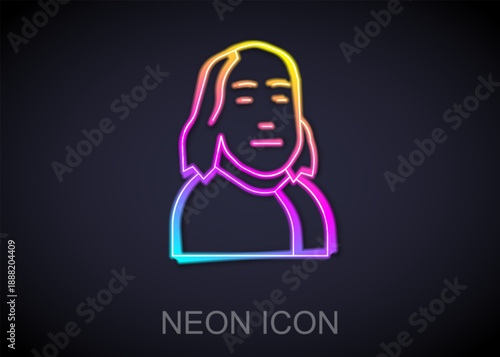 Glowing neon line Benjamin Franklin icon isolated on black background. Vector