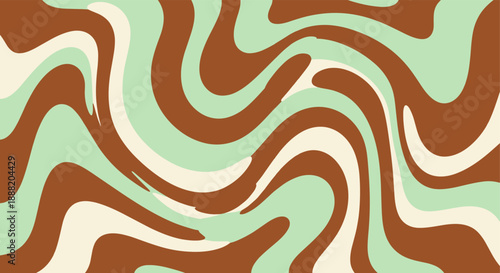 Retro wavy pattern with earth tones and mint green curves