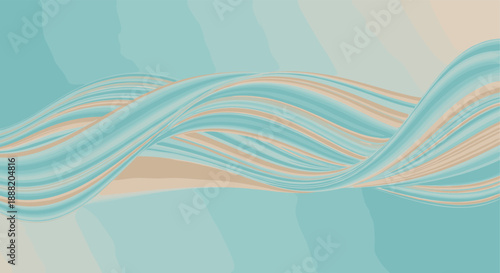 Abstract cyan and beige waves with a fluid dynamic design