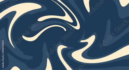 Abstract modern swirl pattern in navy and cream