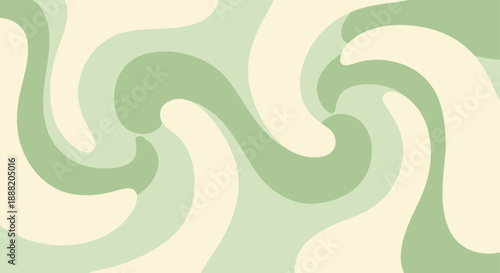 Abstract green and cream wavy pattern background with organic shapes