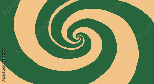 Abstract green and beige swirl pattern with hypnotic spiral design