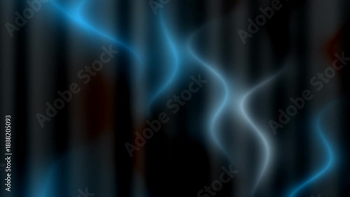 Abstract blue glowing wavy lines on dark blurred background, motion graphic element