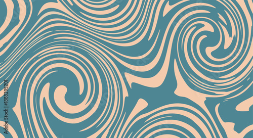 Abstract swirling pattern with fluid lines in retro color scheme