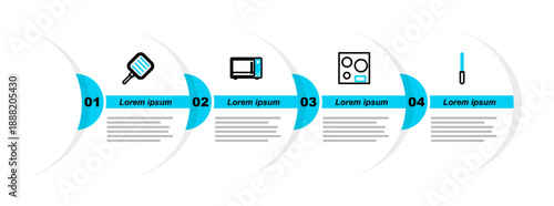 Set line Knife sharpener, Electric stove, Microwave oven and Frying pan icon. Vector