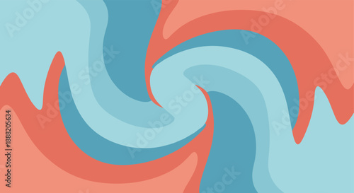 Colorful abstract swirl pattern with fluid shapes in blue and coral