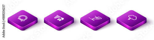 Set Isometric Wind and sun, Tornado swirl, and Storm icon. Vector