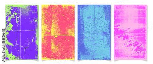 Grunge punk poster with halftone pattern and distressed urban textures. Scratches, cracks, rough paint marks, vintage damaged surfaces, bold street art energy. Colorful graffiti vector illustration