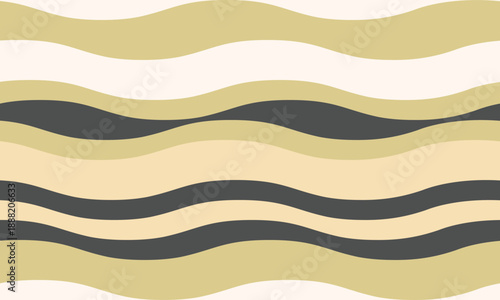 Seamless wavy stripes pattern in calming beige, gray, and white.  Elegant abstract background ideal for website banners, textile prints, or modern design projects.