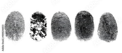 Abstract fingerprint brush ink pattern set isolated background. grunge hand fingerprint mark illustration overlay texture and creative art print.