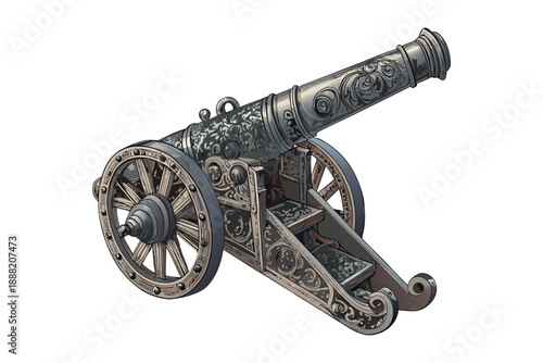 Vintage cannon with intricate metalwork details