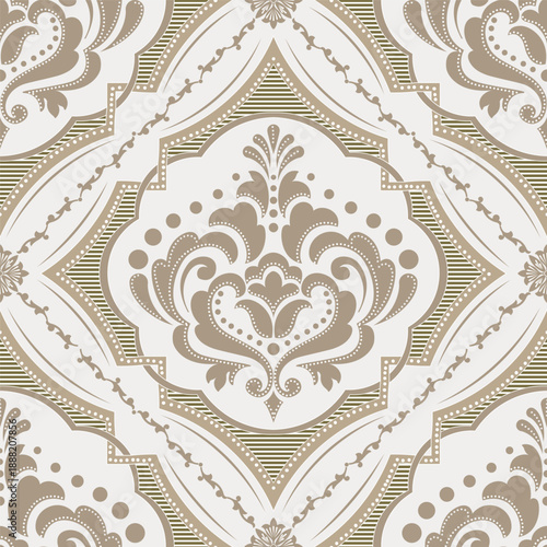 Damask modern seamless pattern element. Vintage classical old fashioned damask ornament, seamless texture for wallpapers, textile.