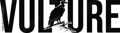 Vulture Perched On Skull Graphic Design Illustration Vector Artwork Wildlife Predator