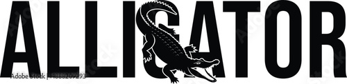 Powerful Alligator Graphic Design Element For Reptile Wildlife Conservation And Predator Illustrations