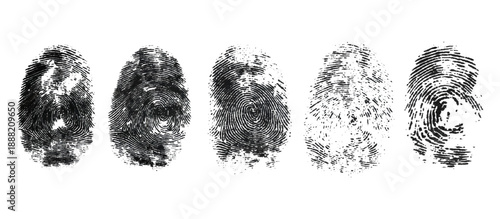 Abstract fingerprint brush ink pattern set isolated background. grunge hand fingerprint mark illustration overlay texture and creative art print.