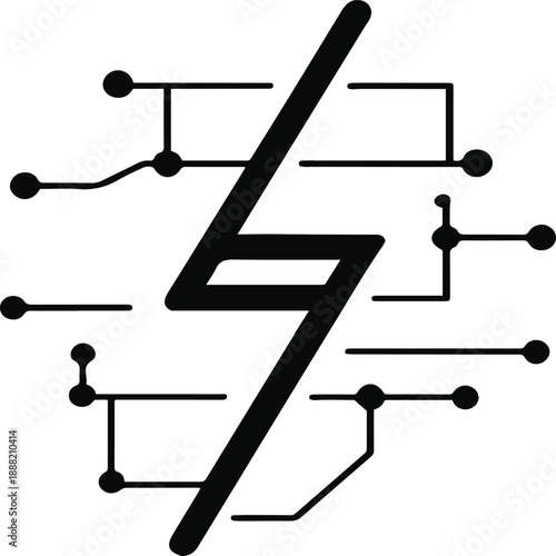  Abstract blockchain energy symbol with bold black thick outline, futuristic NFT inspired concept art, flat minimal illustration 3