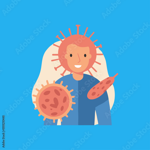 Living with parasite icon logo flat vector design
