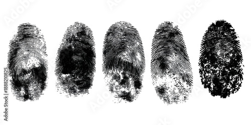 Abstract fingerprint brush ink pattern set isolated background. grunge hand fingerprint mark illustration overlay texture and creative art print.