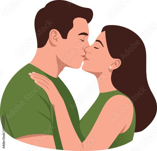 A digital illustration depicts a couple embracing in a tender and affectionate kiss high quality