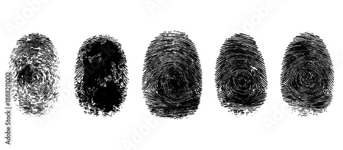 Abstract fingerprint brush ink pattern set isolated background. grunge hand fingerprint mark illustration overlay texture and creative art print.