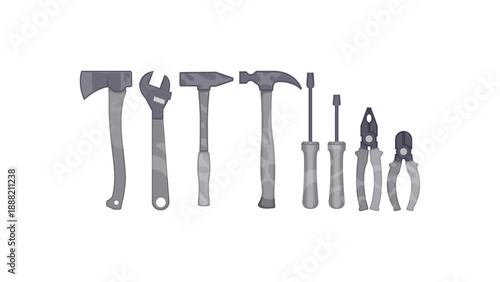 Professional hand tools collection, industrial hardware equipment and repair service vector icons