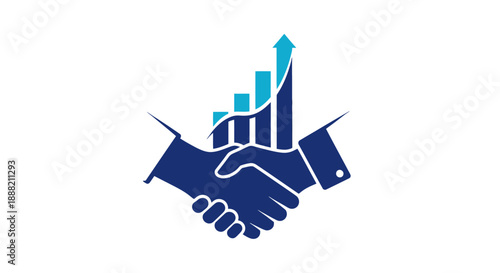 Business Partnership and Growth Graph Illustration.