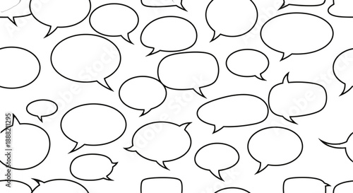 Collection of blank speech bubbles on white background.