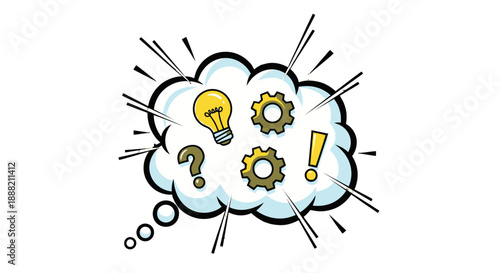 Creative thinking and problem solving concept with thought bubble.