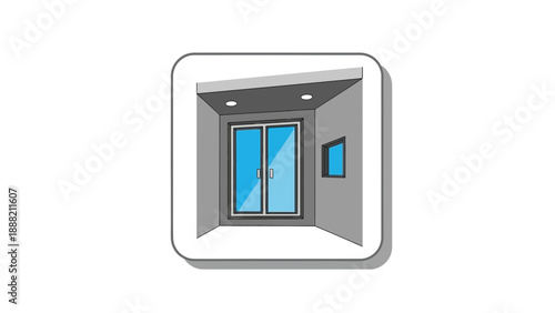 Modern Minimalist 3D Badge Icon Symbolizing Abstract Interior Space. transparent.