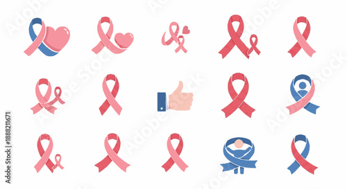 Collection of Breast Cancer Awareness Ribbons.